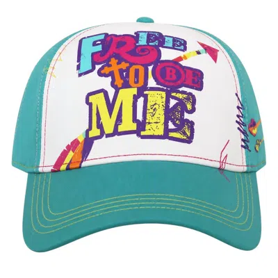 Gypsy Soule Women's Free To Be Me Baseball Cap In Turquoise And White In Red