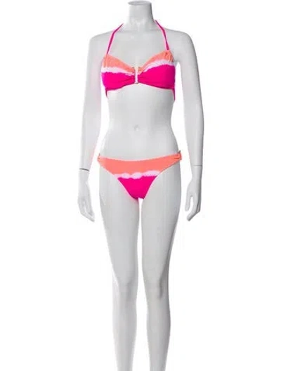 Pre-owned Gypsy Sport Tie-dye Print Bikini In White