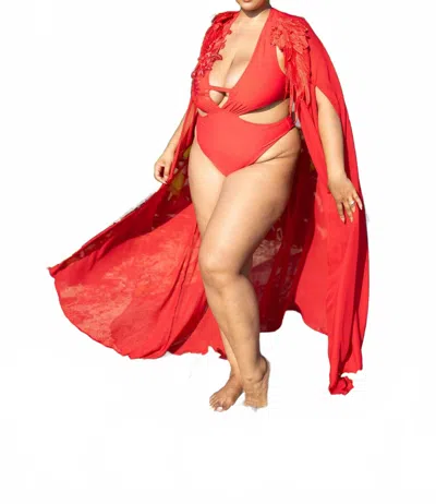 Gyv Me Body Regal Cape In Red In Pink