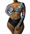 Gyv Me Body You Got This Tattoo Top In Multi Color In Blue