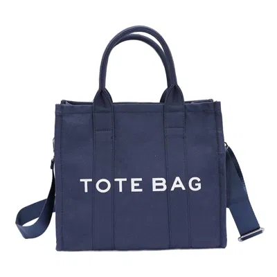 H & D Accessories Cotton Canvas Tote Bag In Navy In Blue