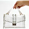 H & D Accessories Women's Crossbody Bag With Gold Rhinestone Studs In Clear In Multi