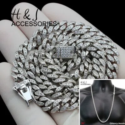 Pre-owned H&j Jewelry 30"men 925 Sterling Silver 6mm Icy Bling Cz Miami Cuban Curb Chain Necklacesn19 In White/colorless