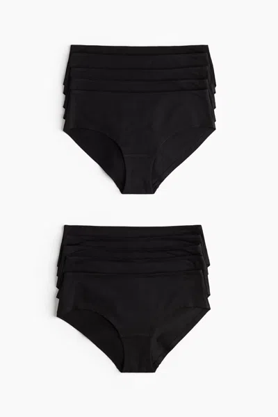H&m 10-pack Cotton Hipster Briefs In Black