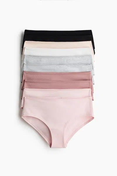 H&m 10-pack Cotton Hipster Briefs In Light Pink/dusty Pink