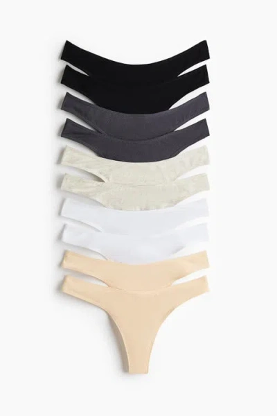 H&m 10-pack Cotton Thong Briefs In Multi