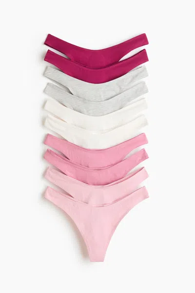 H&m 10-pack Cotton Thong Briefs In Multi