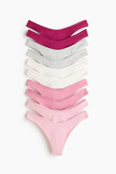 H&m 10-pack Cotton Thong Briefs In Multi