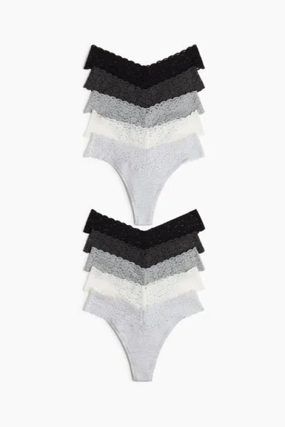 H&m 10-pack Lace Thong Briefs In Multi