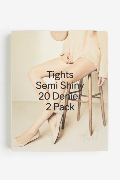 H&m 2-pack 20 Denier Tights In Metallic