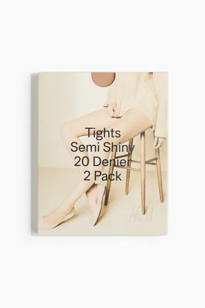 H&m 2-pack 20 Denier Tights In Neutral