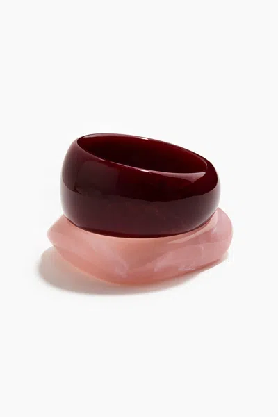 H&m 2-pack Bangle Bracelets In Light Pink/burgundy