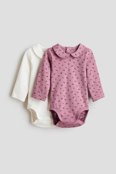 H&m Babies' 2-pack Bodysuits With Collar In Multi