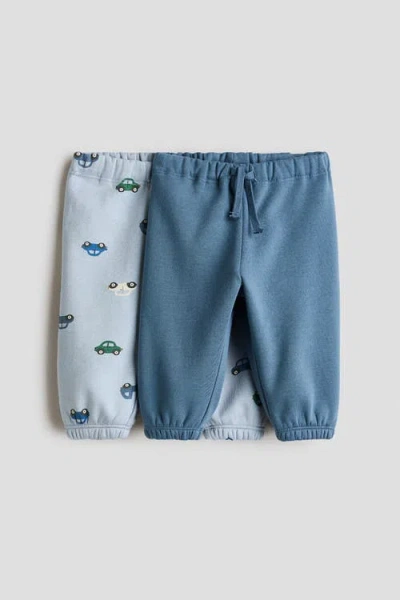 H&m Babies'  2-pack Brushed-inside Joggers In Blue