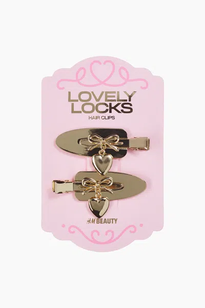 H&m 2-pack Charm-detail Hairstyling Clips In Gold