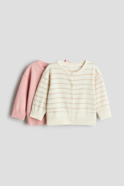 H&m Babies'  2-pack Cotton Cardigans In Pink