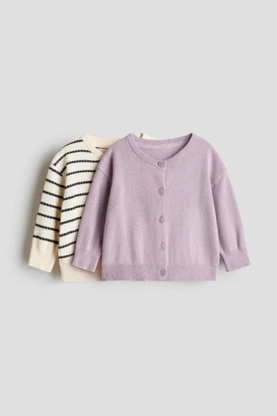 H&m Babies'  2-pack Cotton Cardigans In Purple