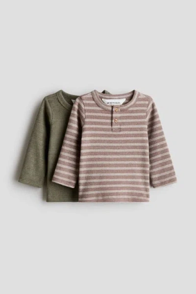H&m Babies'  2-pack Cotton Henley Shirts In Multi