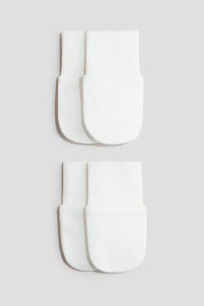 H&m Babies' 2-pack Cotton Jersey Scratch Mittens In Animal Print