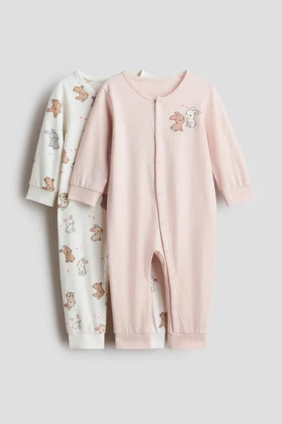 H&m Babies'  2-pack Cotton Pajama Jumpsuits In Multi