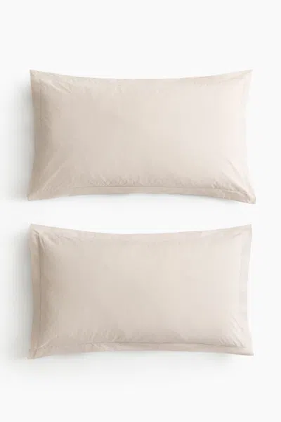H&m 2-pack Cotton Percale Pillowcases In Pink