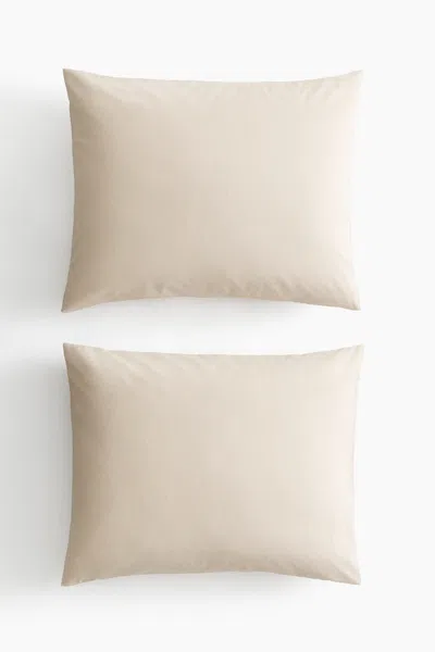 H&m 2-pack Cotton Pillowcases In Neutral