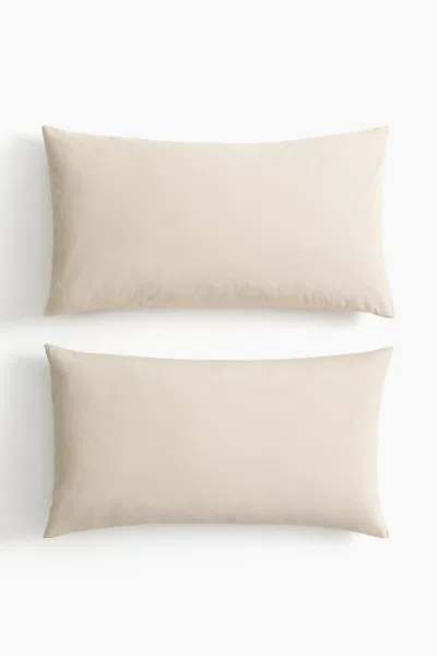 H&m 2-pack Cotton Pillowcases In Pink
