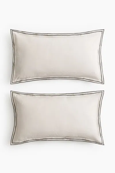 H&m 2-pack Cotton Pillowcases In Neutral