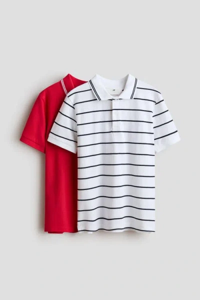 H&m Kids'  2-pack Cotton Polo Shirts In Multi
