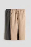 H&m 2-pack Cotton Pull-on Pants In Brown