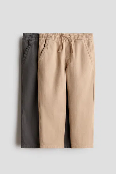 H&m Kids' 2-pack Cotton Pull-on Pants In Brown