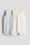 H&m 2-pack Cotton Romper Suits In Multi