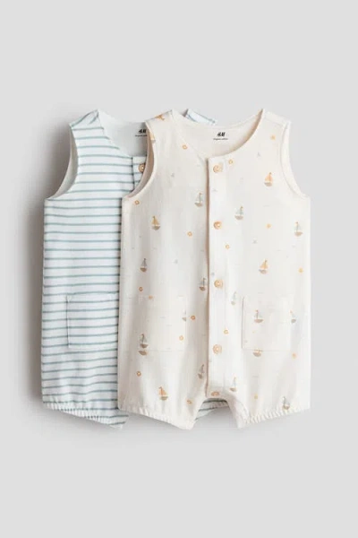H&m Babies'  2-pack Cotton Romper Suits In Multi