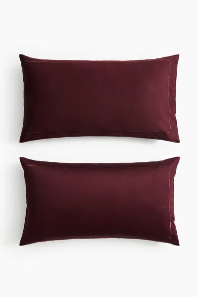 H&m 2-pack Cotton Sateen Pillowcases In Brown