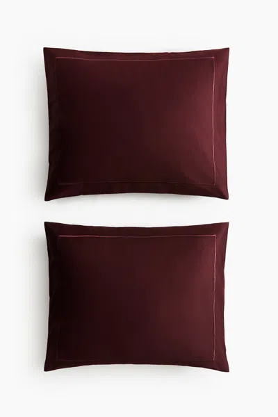 H&m 2-pack Cotton Sateen Pillowcases In Burgundy