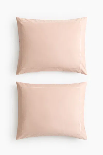 H&m 2-pack Cotton Sateen Pillowcases In Pink