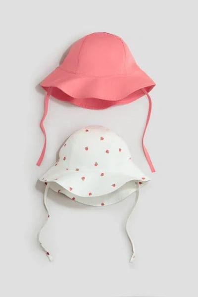 H&m Babies'  2-pack Cotton Sun Hats In Pink