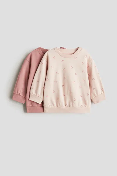 H&m Babies' 2-pack Cotton Sweatshirts In Pink