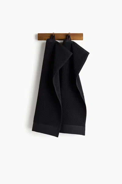 H&m 2-pack Cotton Terry Guest Towels In Black
