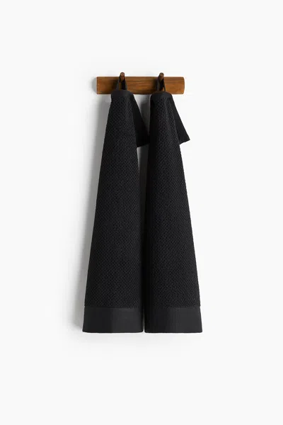 H&m 2-pack Cotton Terry Guest Towels In Black