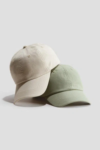 H&m Kids'  2-pack Cotton Twill Caps In Multi