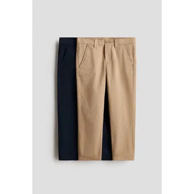 H&m Kids'  2-pack Cotton Twill Chinos In Multi
