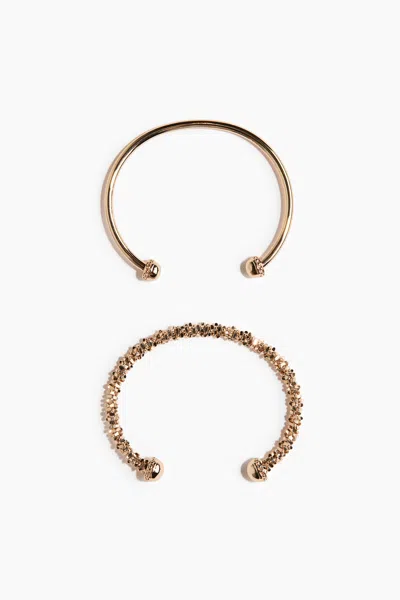 H&m 2-pack Cuff Bracelets In Gold-colored
