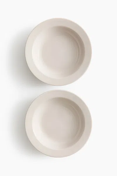 H&m 2-pack Deep Porcelain Plates In Neutral