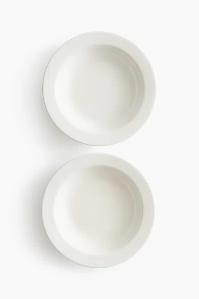 H&m 2-pack Deep Porcelain Plates In White