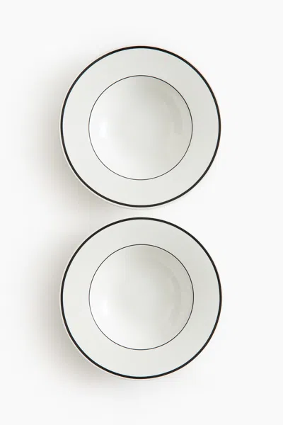 H&m 2-pack Deep Porcelain Plates In White