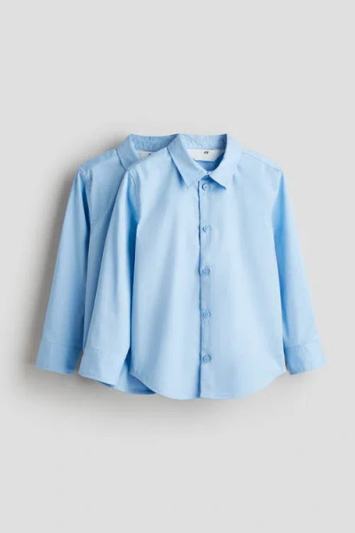 H&m Kids'  2-pack Easy-iron School Shirts In Blue
