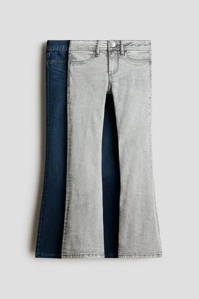 H&m Kids' 2-pack Flared Leg Low Jeans In Gray