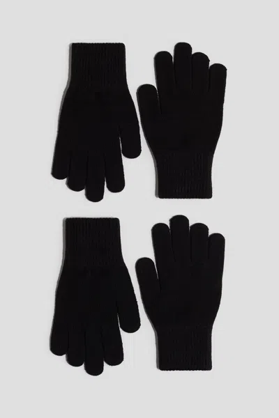 H&m Kids' 2-pack Gloves In Black