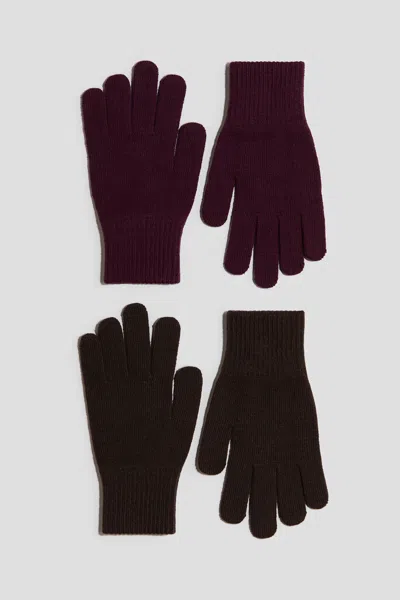 H&m Kids' 2-pack Gloves In Burgundy